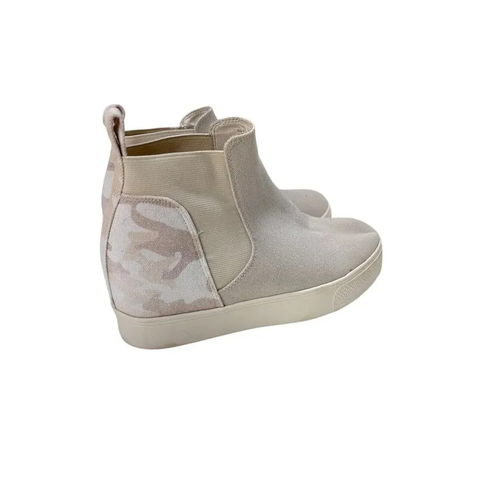 Dolce Vita Sneaker Bootie Women's Size 7 Beige Camo High Top Hidden Wedge Heel